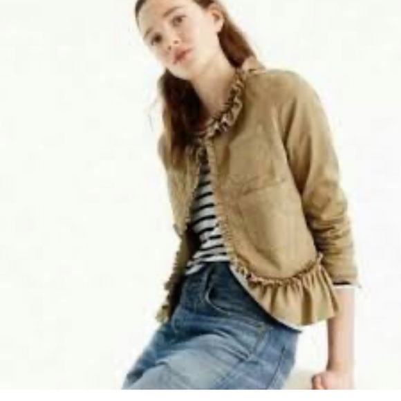 J. Crew Khaki Ruffled Chino Blazer size 2 - Picture 14 of 15